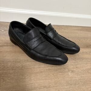 Bacco Bucci Black Leather Men’s Loafers Slip-On 9.5